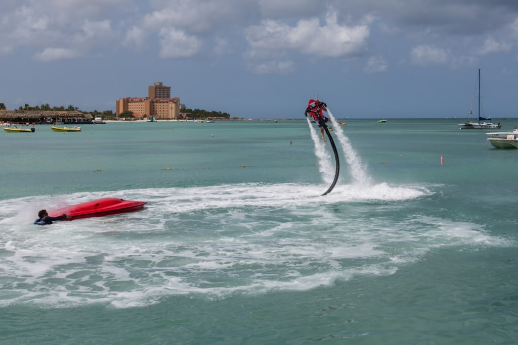 Man trying jetlev in Aruba