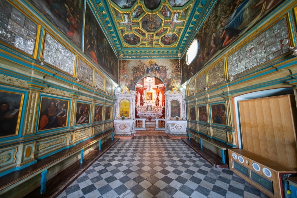 View inside Our Lady of the Rocks, near Kotor