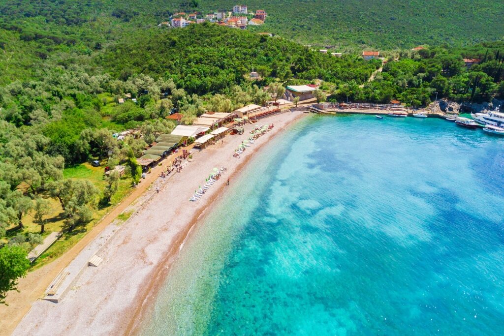 Aerial view of Zanjice Beach, near Kotor