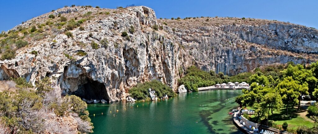 Rocky landscape of Lake Vouliagmeni