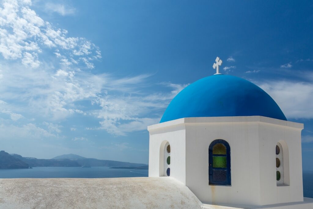 Blue-domed church in Oia, Santorini