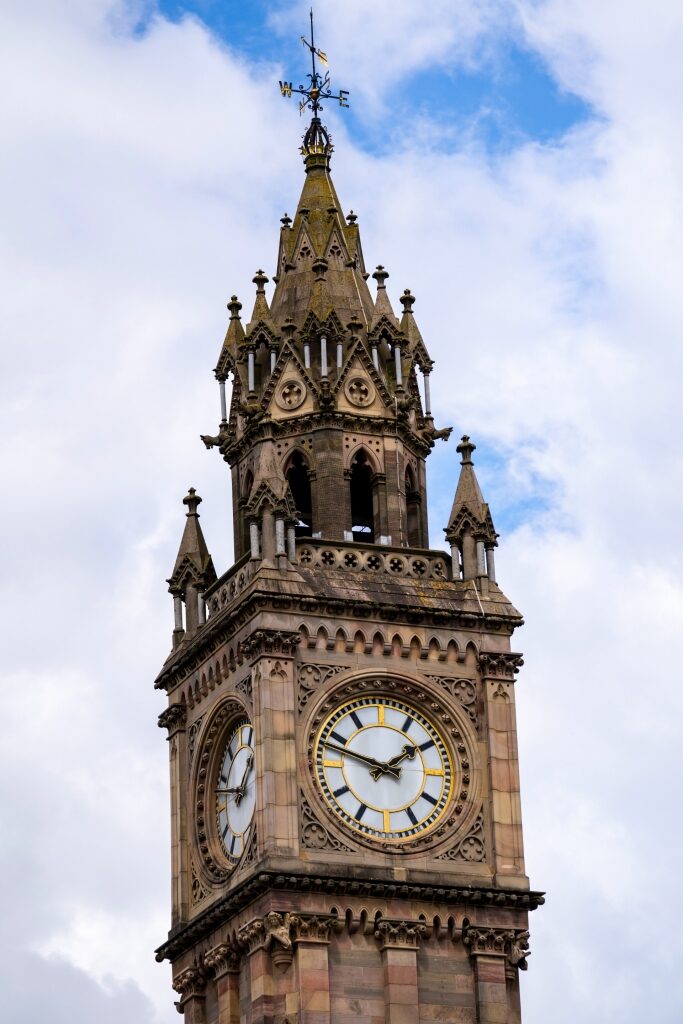 Beautiful architecture of Albert Memorial Clock, Belfast