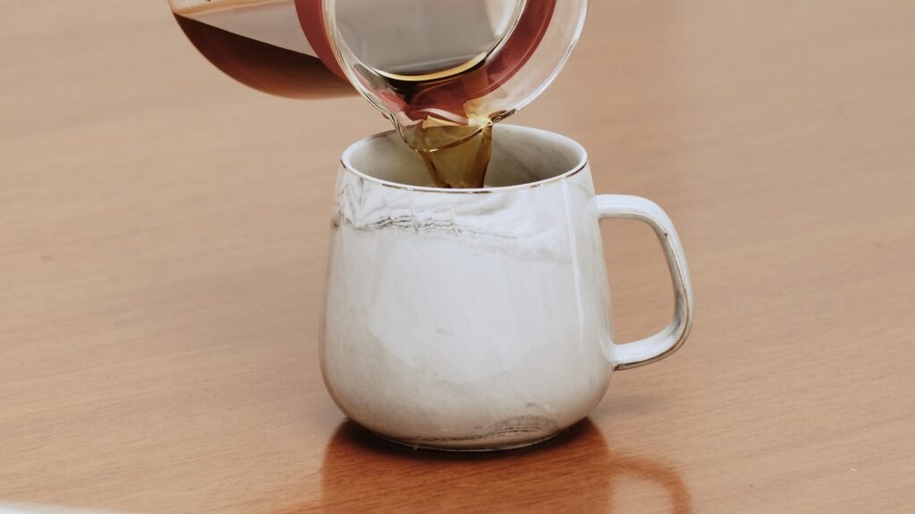 Coffee poured into a cup