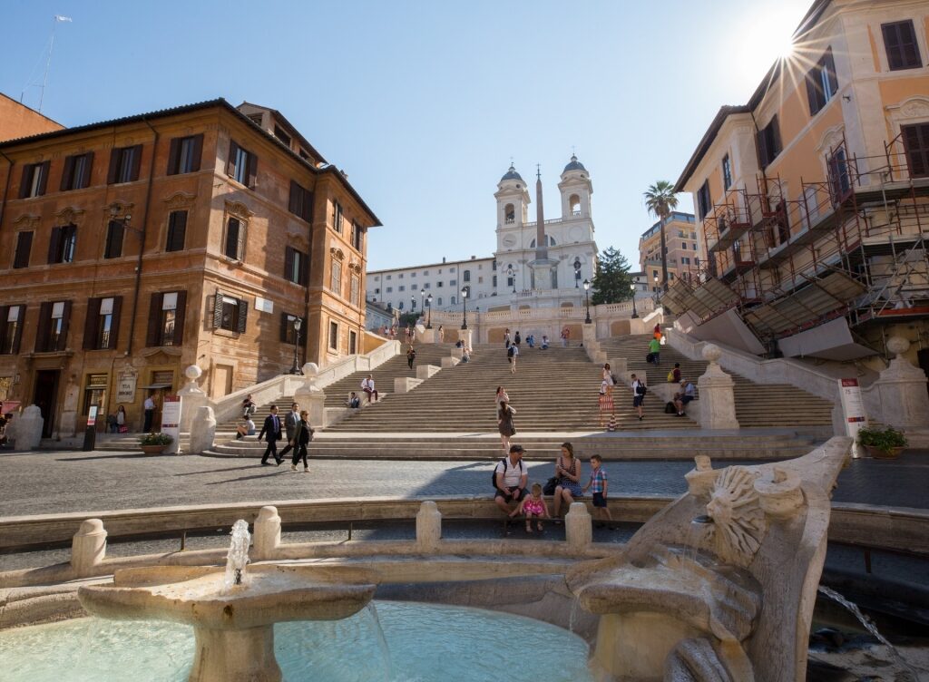 View of the Spanish Steps in Rome, Italy