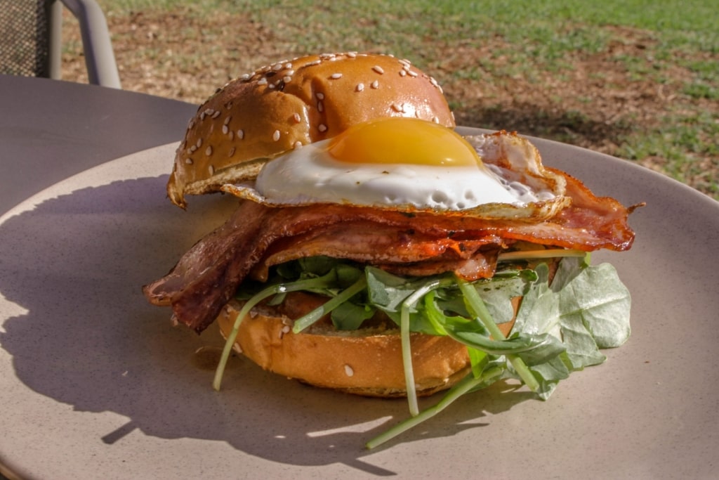 Plate of Bacon and egg roll