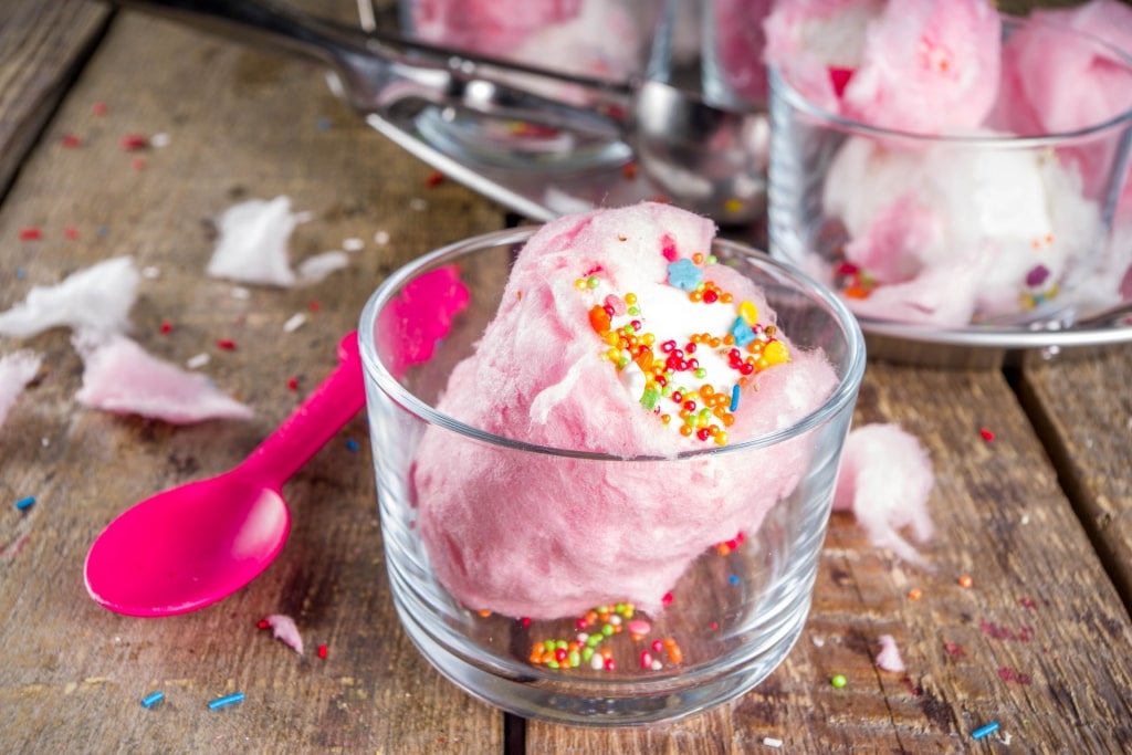 Fairy floss burrito in a cup