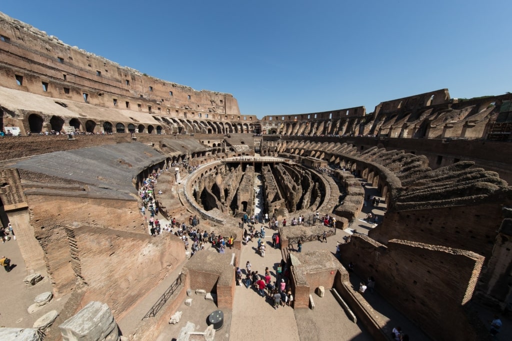 View inside the Colosseum in Rome, Italy