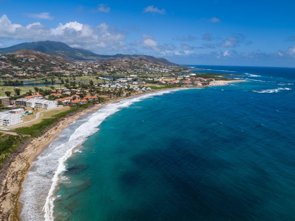 Aerial view of Frigate Bay Beach, St. Kitts