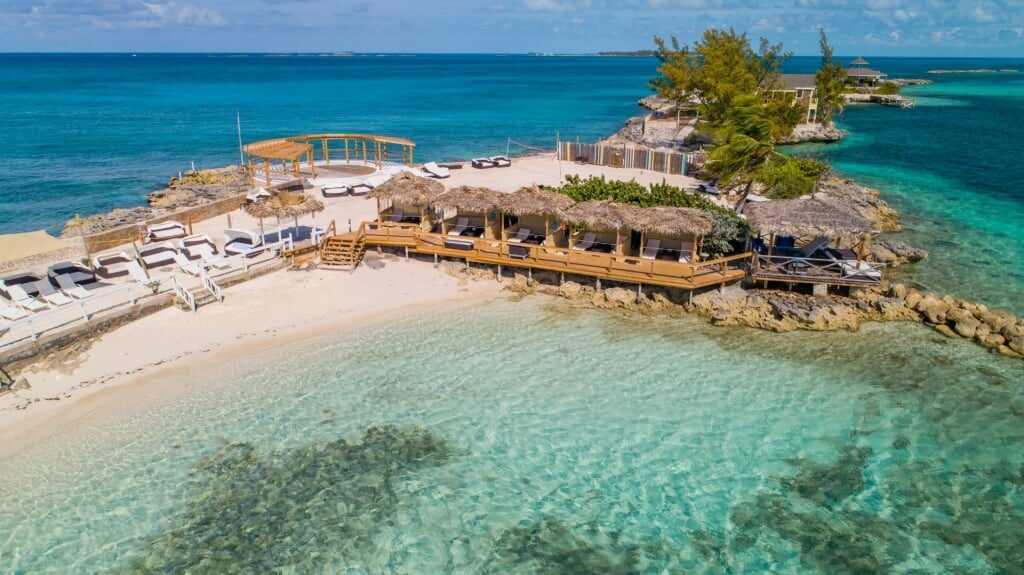 Aerial view of Pearl Island in Nassau, Bahamas