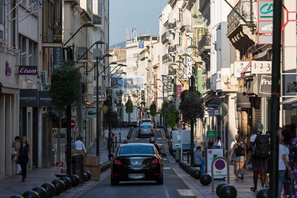 Street view of Rue d’Antibes, Cannes