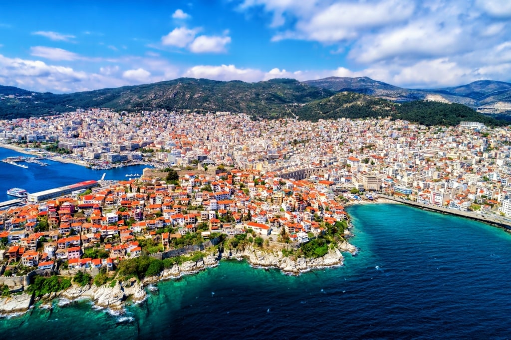 Scenic waterfront of Kavala