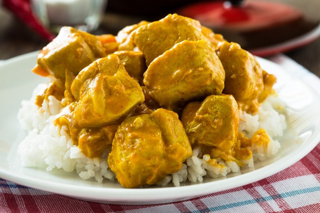 Curried chicken on a plate