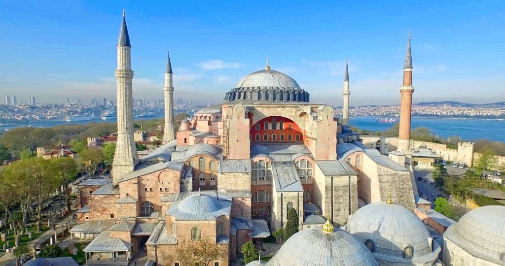Exterior of Hagia Sophia in Istanbul, Turkey