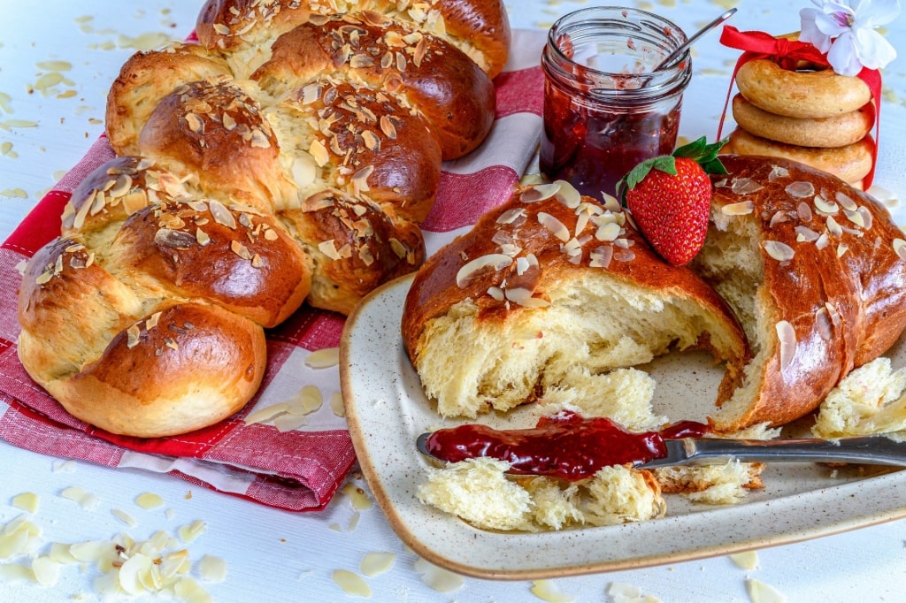 Platter of tsoureki bread