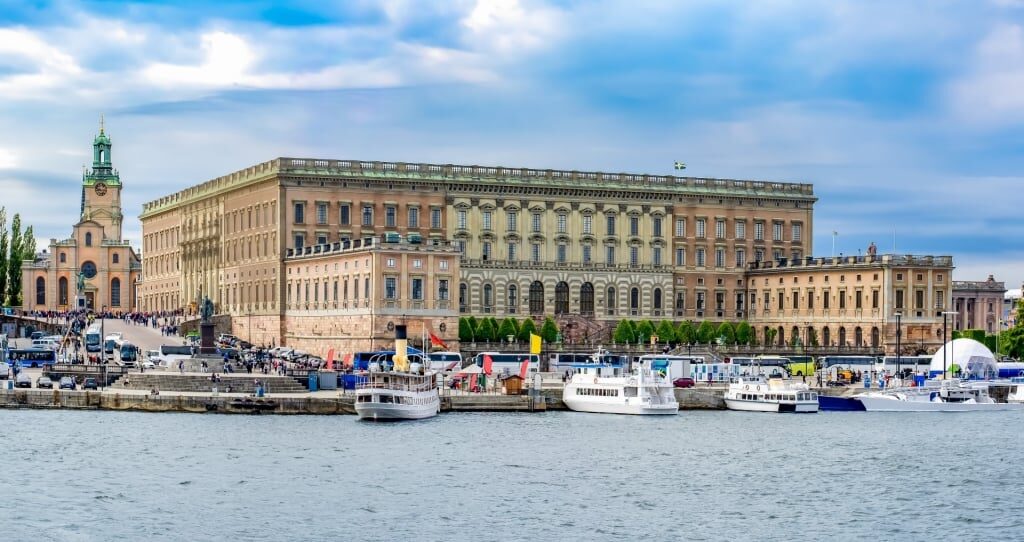 View of Royal Palace from the water in Stockholm, Sweden