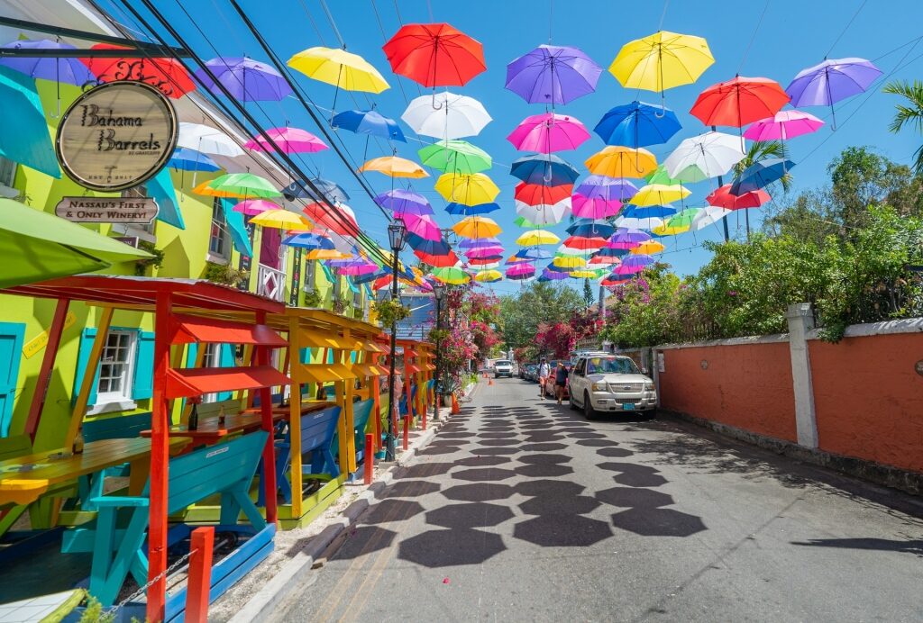 Colorful street of Bahama Barrels, Nassau