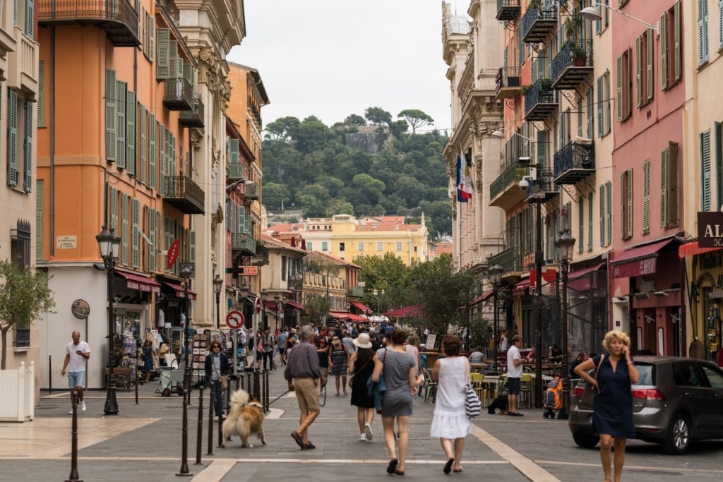 Street view of Old Town Nice, France