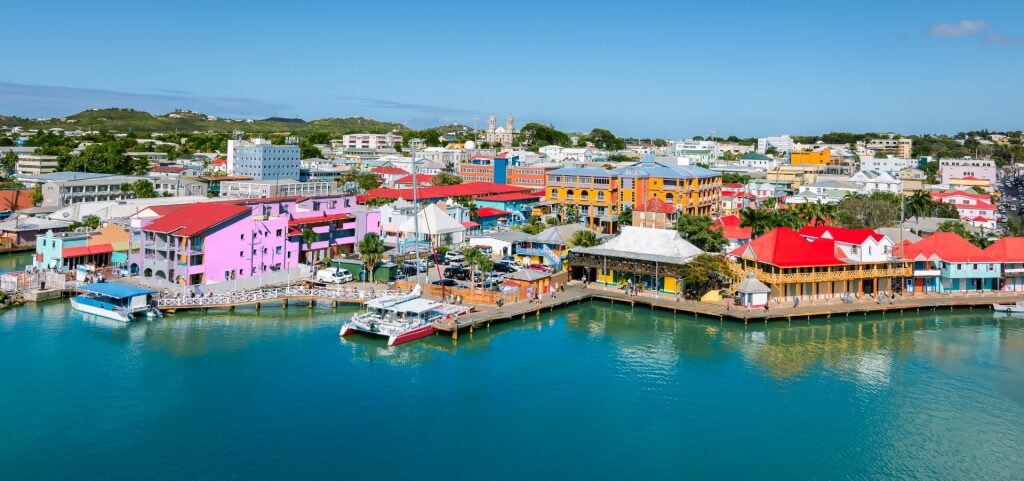 Colorful waterfront of St Johns, Antigua