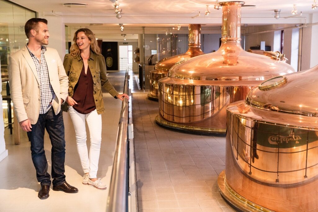 Couple touring the Carlsberg Brewery