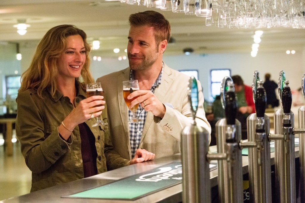 Couple tasting craft beer at the Carlsberg Brewery