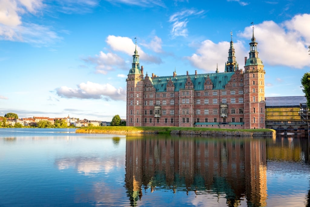 Exterior of Frederiksborg Castle with view of the lake