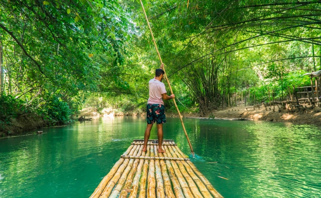 Man rafting in Martha Brae River