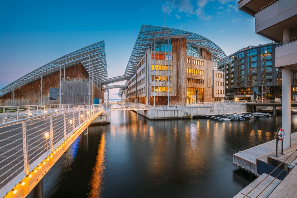 Beautiful architecture of Astrup Fearnley Museum of Modern Art