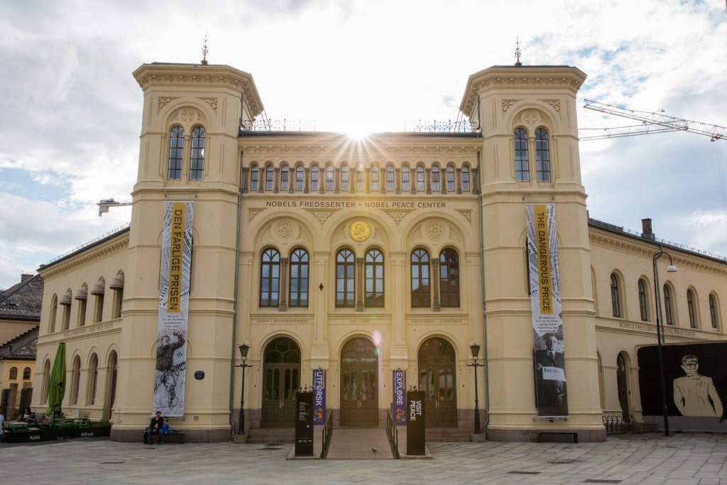 Yellow facade of the Nobel Peace Center