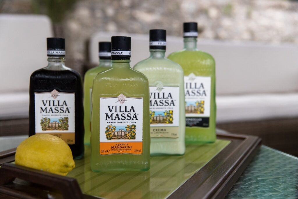 Bottles of Villa Massa at the distillery