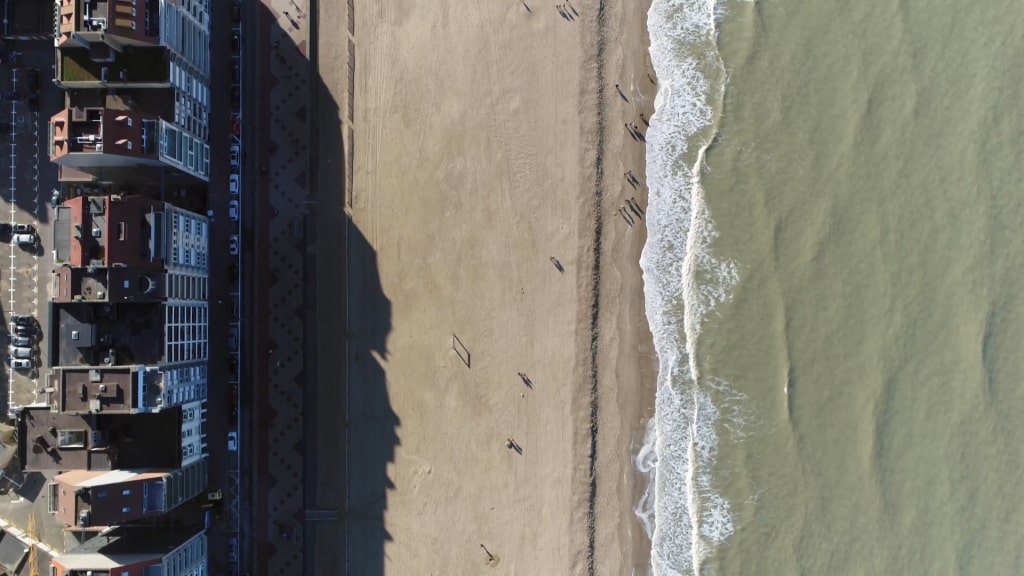 Clear waters of Knokke Beach, near Zeebrugge, Belgium