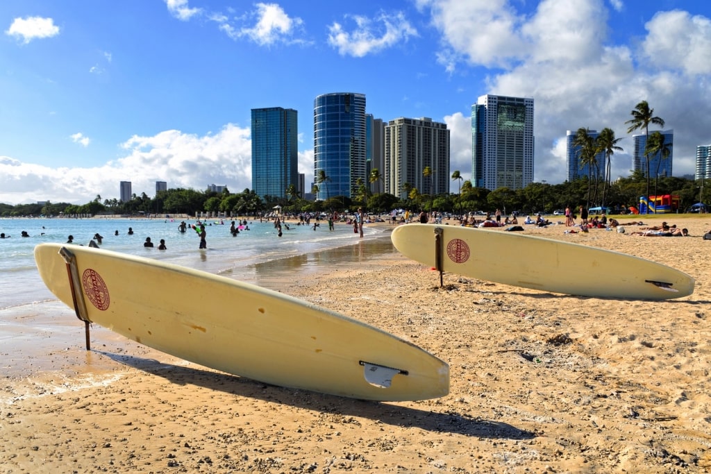 People enjoying Ala Moana Beach