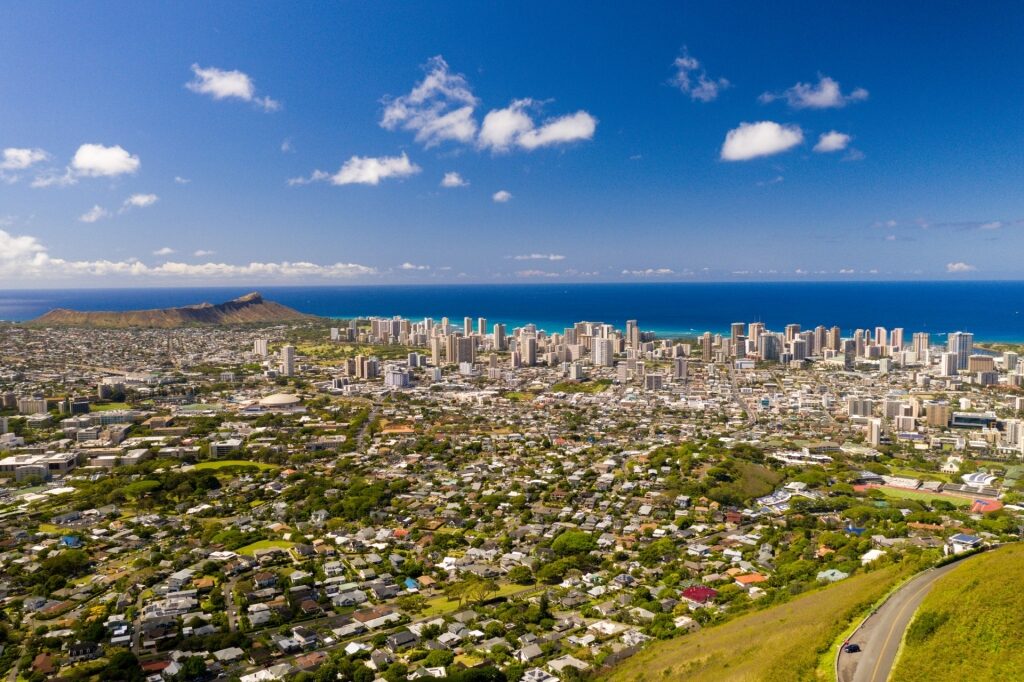 Aerial view of beaches in Honolulu