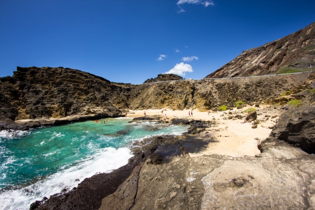 Rock formations surrounding Halona Beach Cove