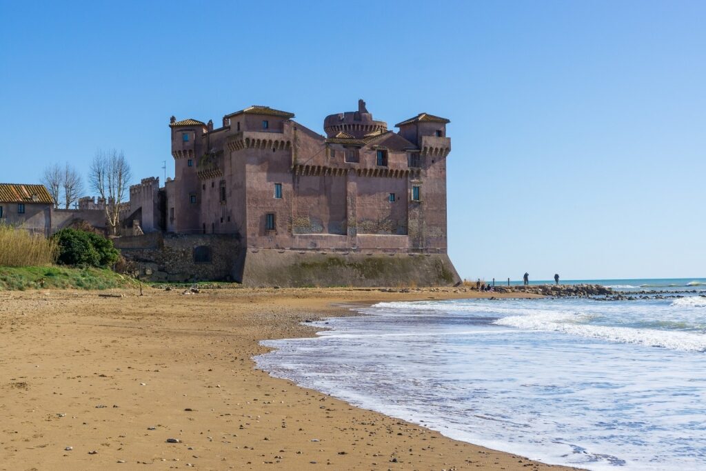 Beach of Santa Severa with view of the castle