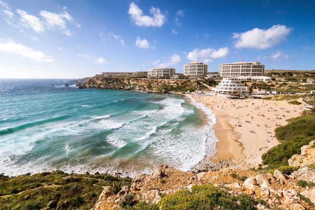 Golden Bay Malta, one of the best beaches to visit in may