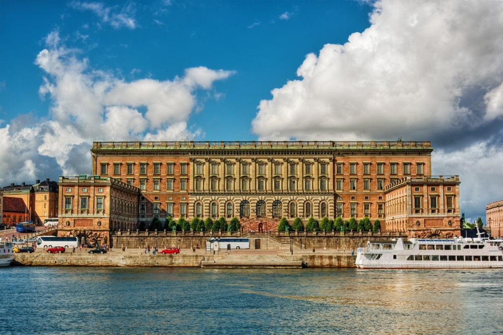 Waterfront view of The Royal Palace in Stockholm, Sweden