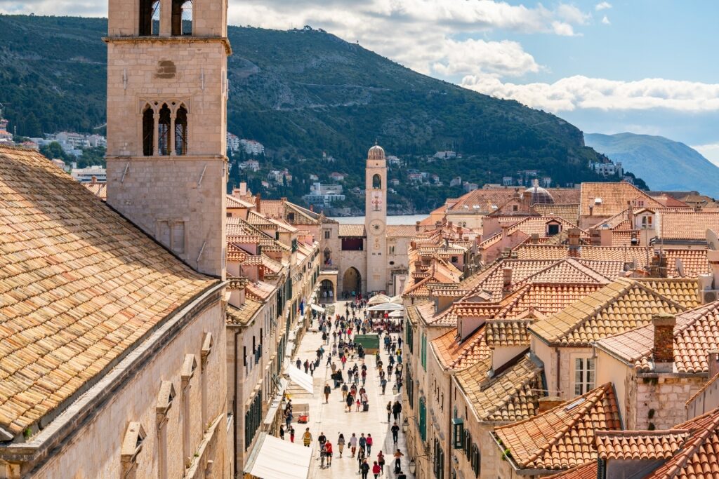 People strolling Stradun in Dubrovnik, Croatia