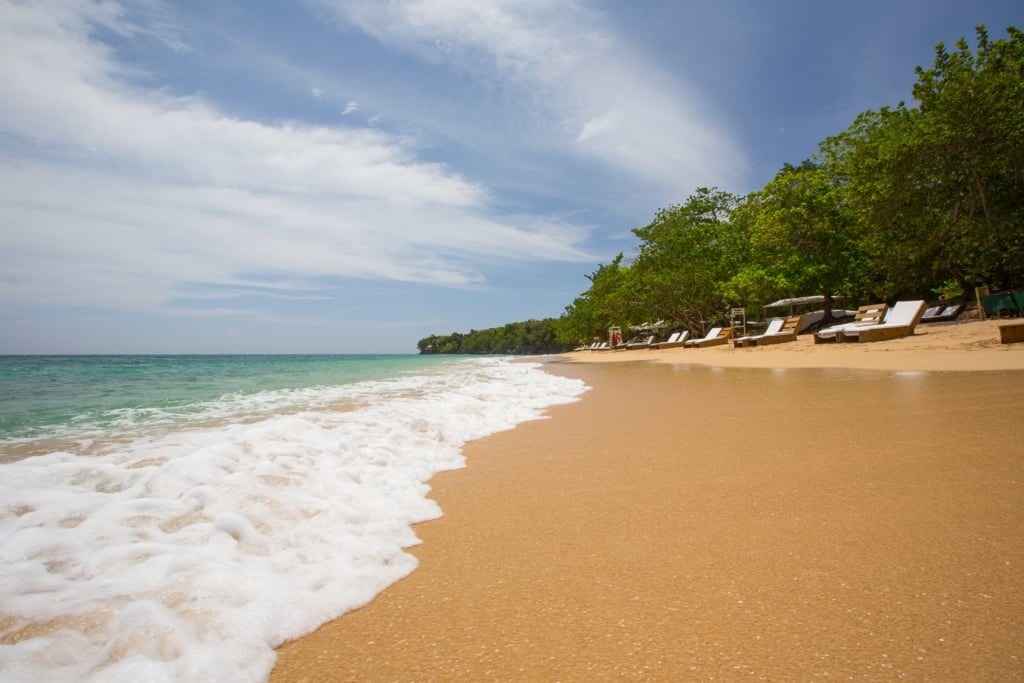 Golden sands of a beach in Jamaica