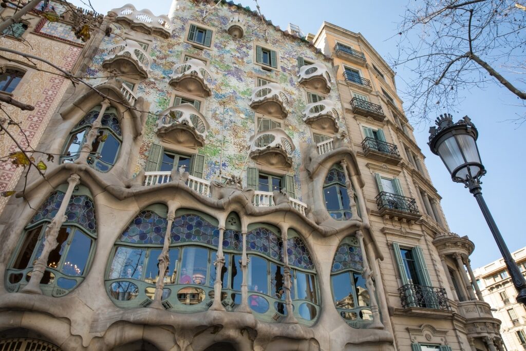 Exterior of Casa Batlló in Barcelona, Spain