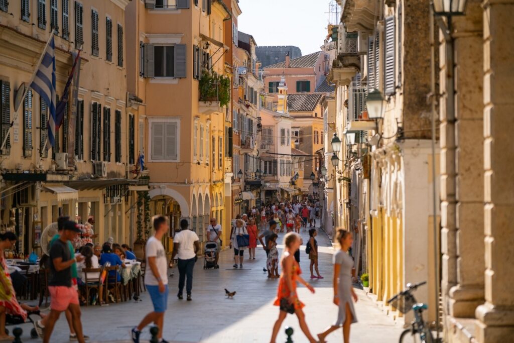 Street view of Old Town of Corfu, Greece