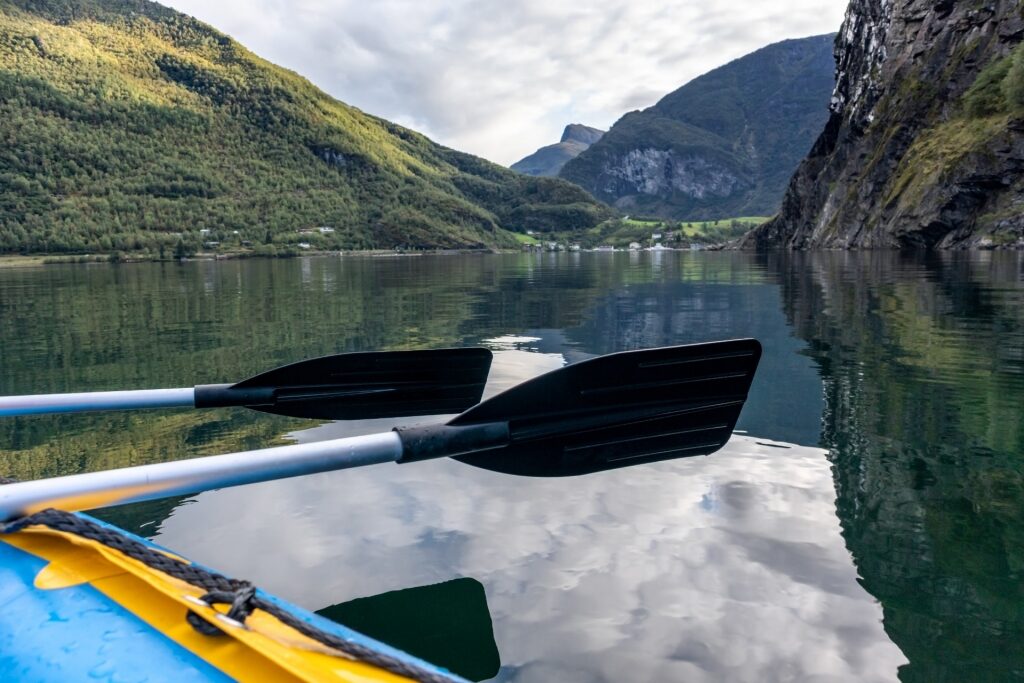 View while kayaking in Aurlandsfjord