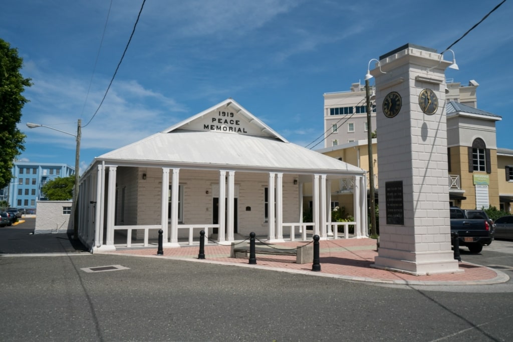 Exterior of the Peace Memorial in Grand Cayman