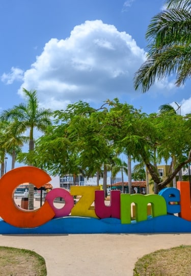 Isla Cozumel sign in Benito Juarez Park, San Miguel de Cozumel