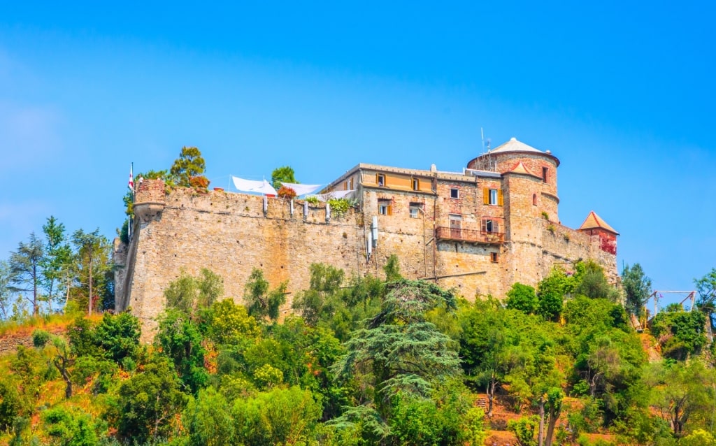 View of Castello Brown atop a hill