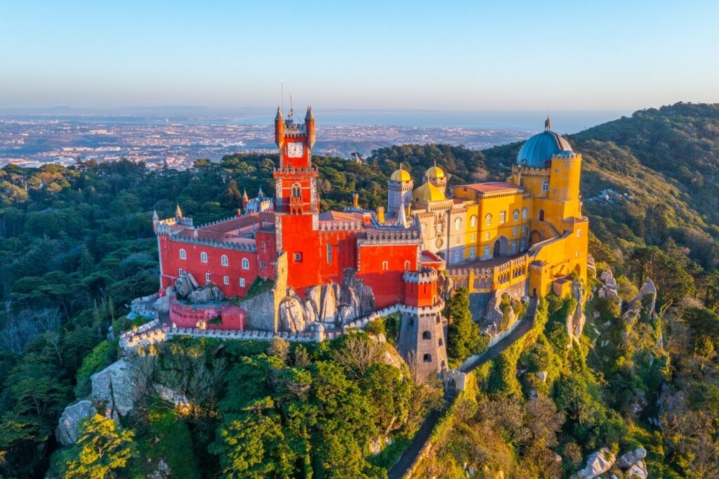 Colorful architecture of Pena Palace in Sintra, Portugal
