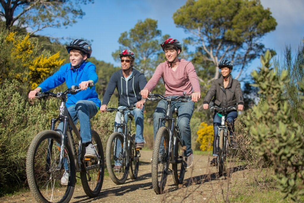 Family biking in Malaga