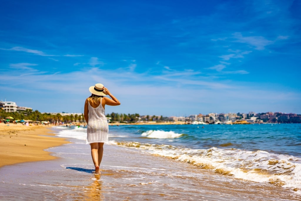 Woman wearing a coverup at the beach