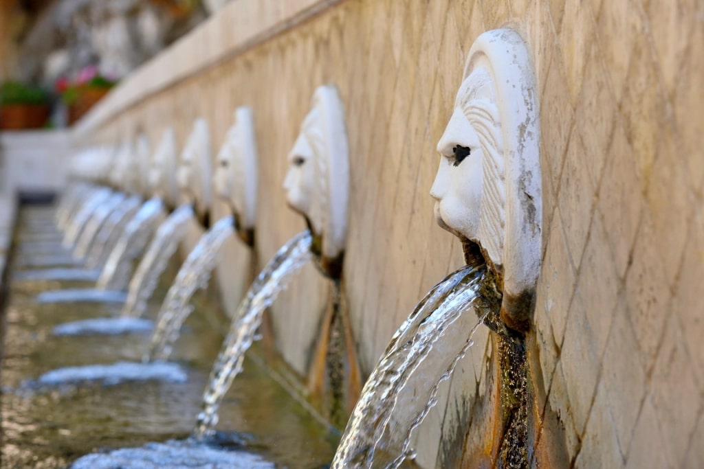 Popular site of the Lionhead Fountain, Spili