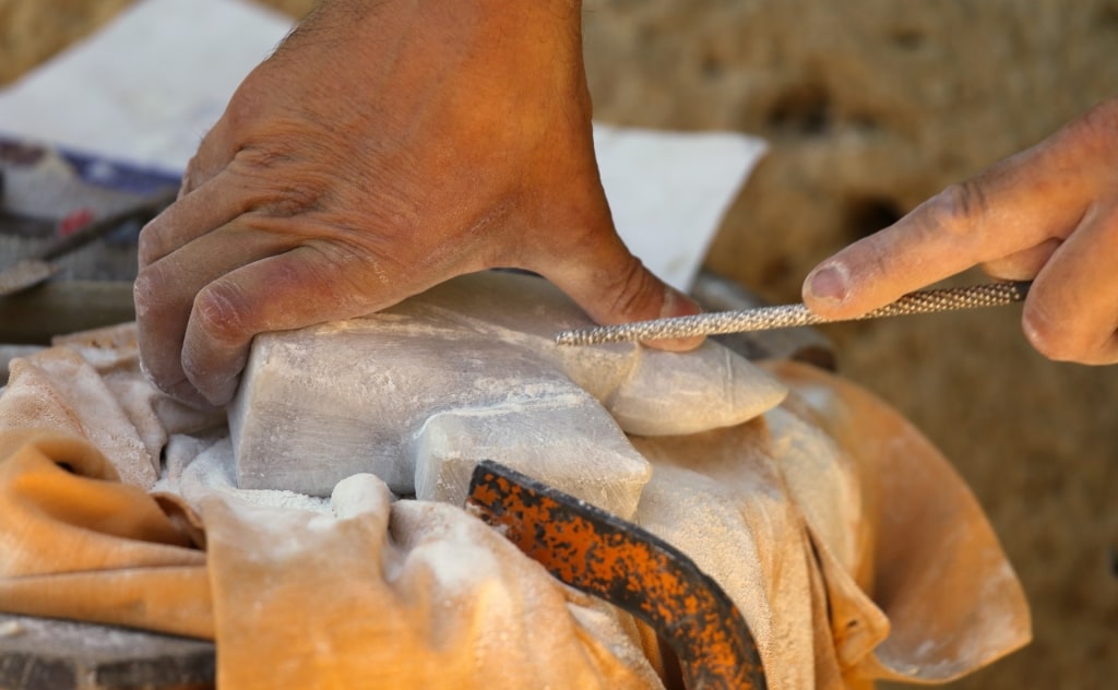 Alabaster artisan in Volterra