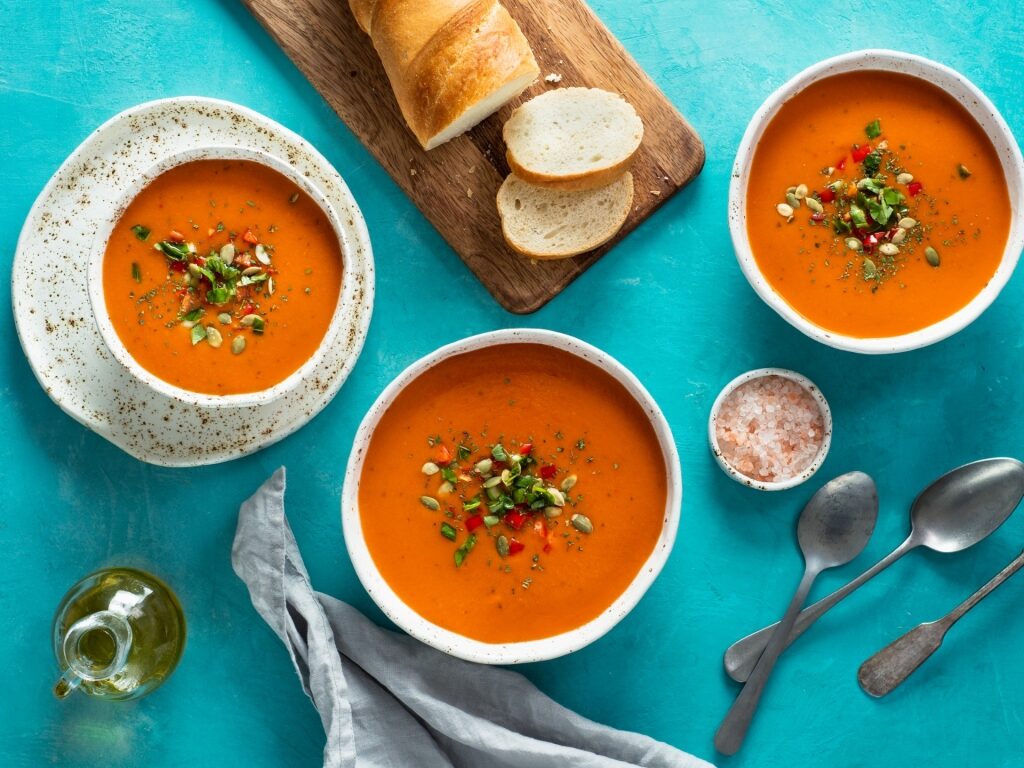 Bowls of gazpacho